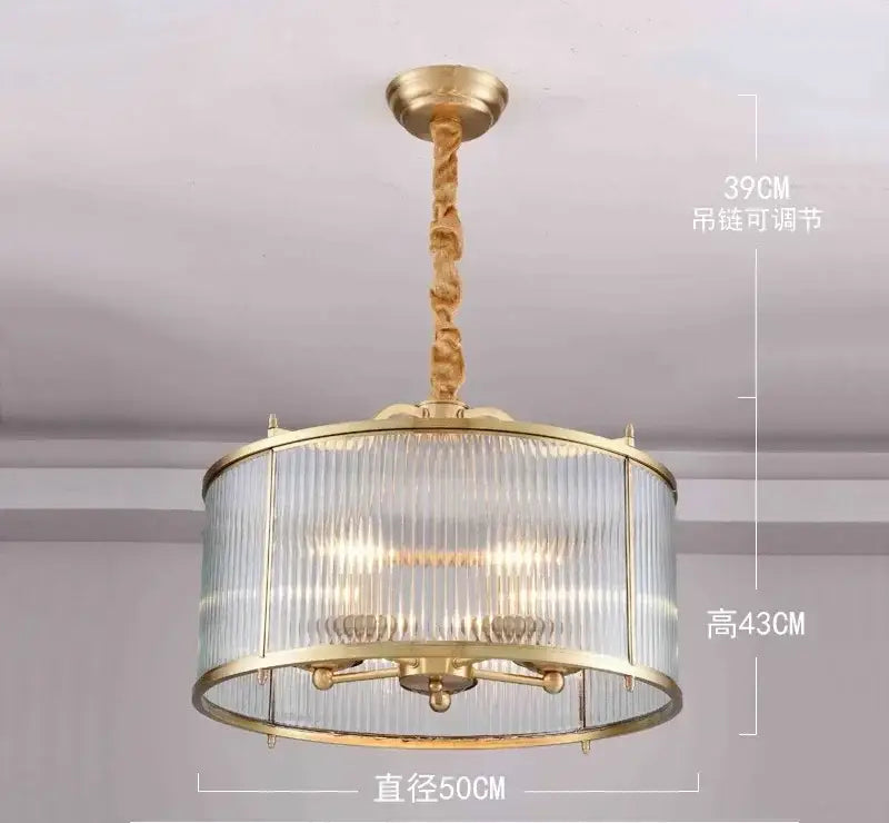 Ribbed decorbites glass chandelier gold living room pendant light