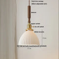Ribbed glass and walnut ceramic led pendant lamp dining room