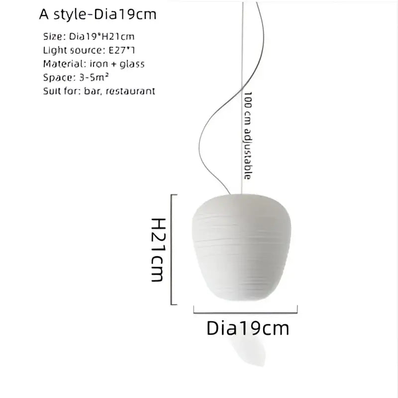 Ribbed off-white glass cocoon pendant light for dining room