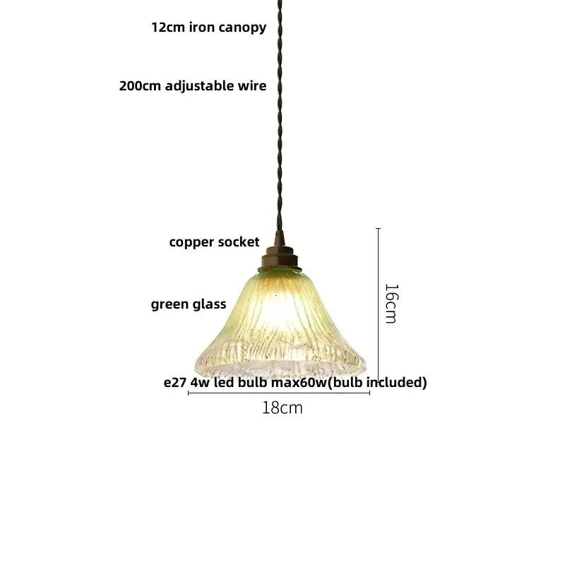 Ribbed teal blue glass led pendant light for dining room