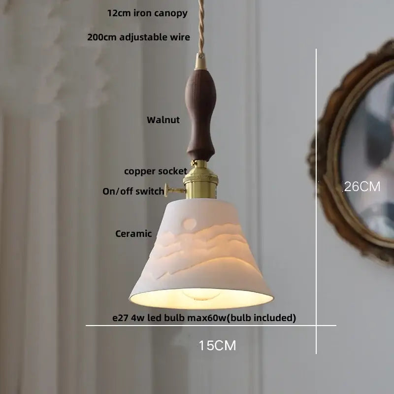 Ribbed white ceramic pendant light fixture kitchen brass knob switch