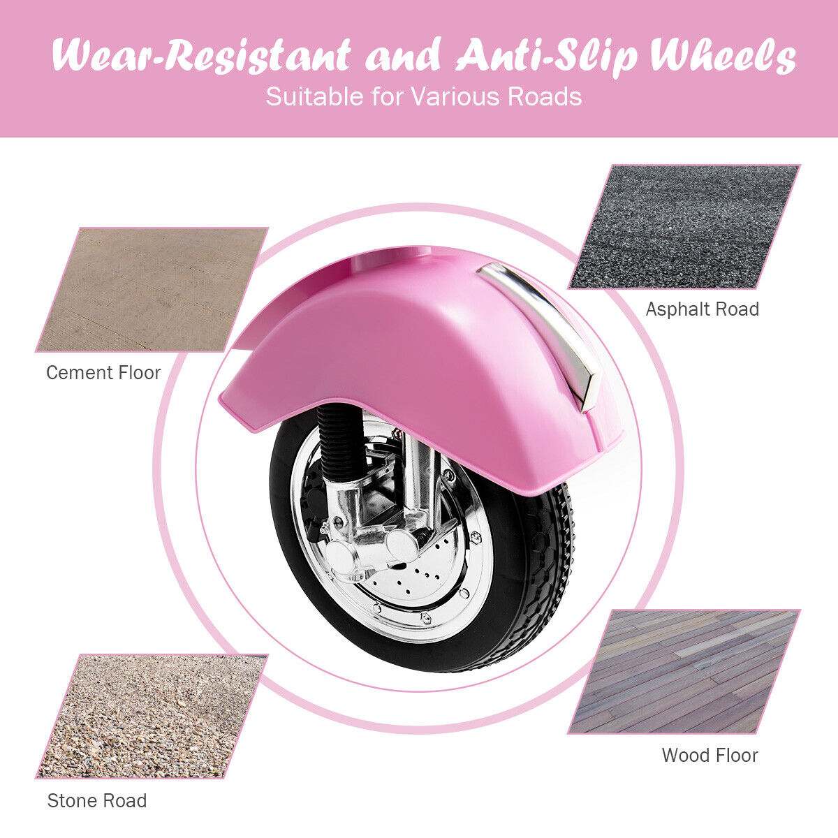 Ride in Style: Pink 6V Kids Vespa Scooter with Training Wheel and Headlight