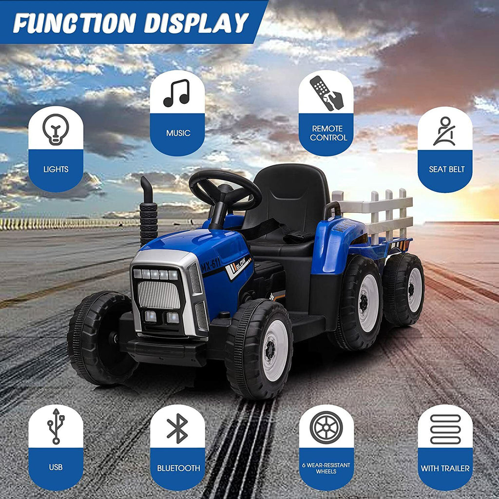Ride in Style with the LUCKYERMORE 12V Electric Tractor Trailer for Kids