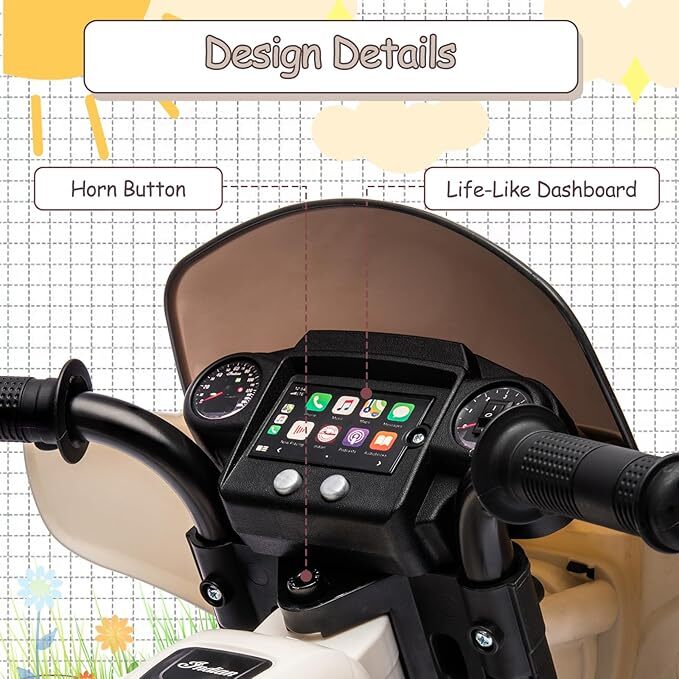 6V Electric Kids Dirt Bike with Music and Headlight Ride-On Motorcycle