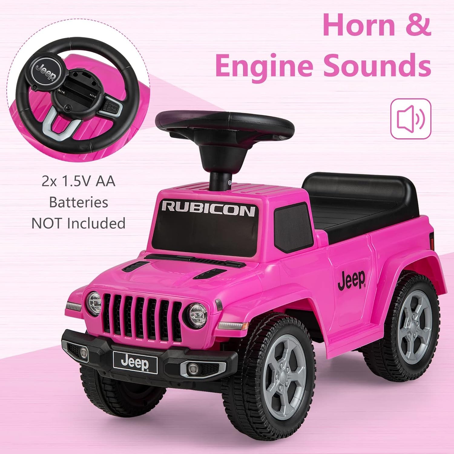Licensed Jeep Foot-to-Floor Toddler Ride-On Push Car with Engine Sound