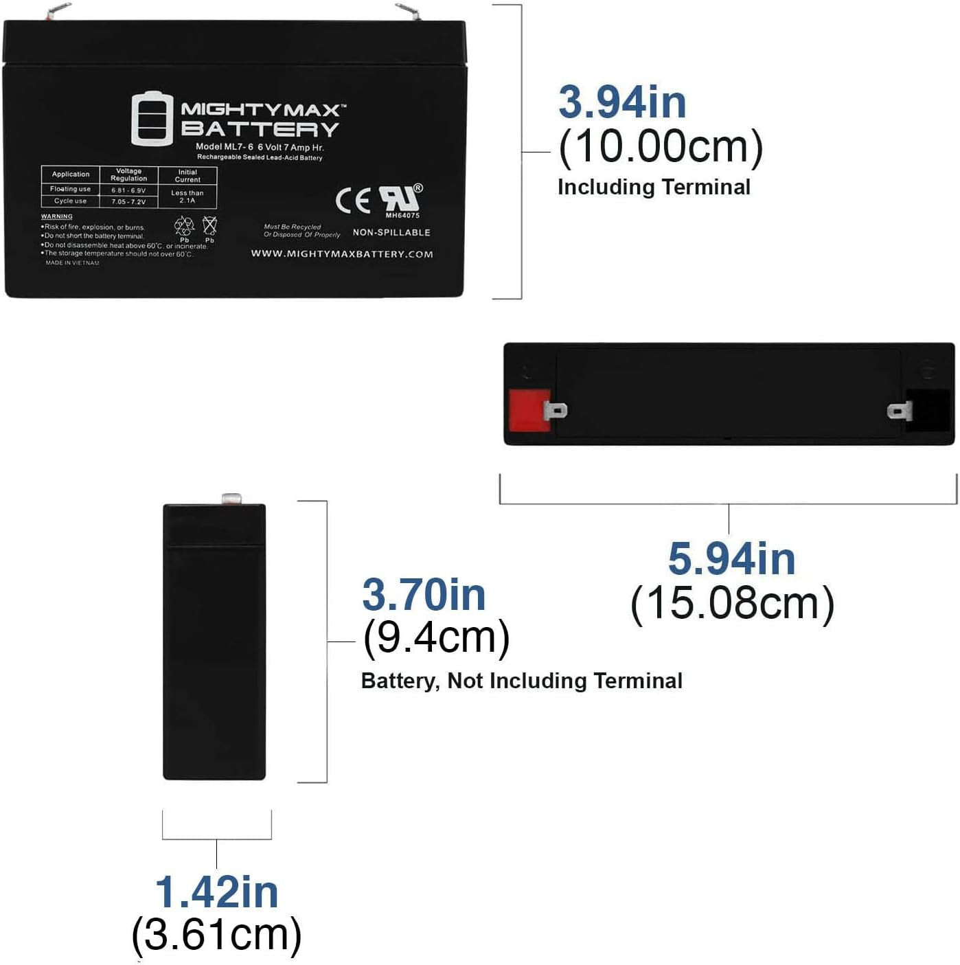 6V 7AH Replacement Battery for Kids Ride-On Power Cars