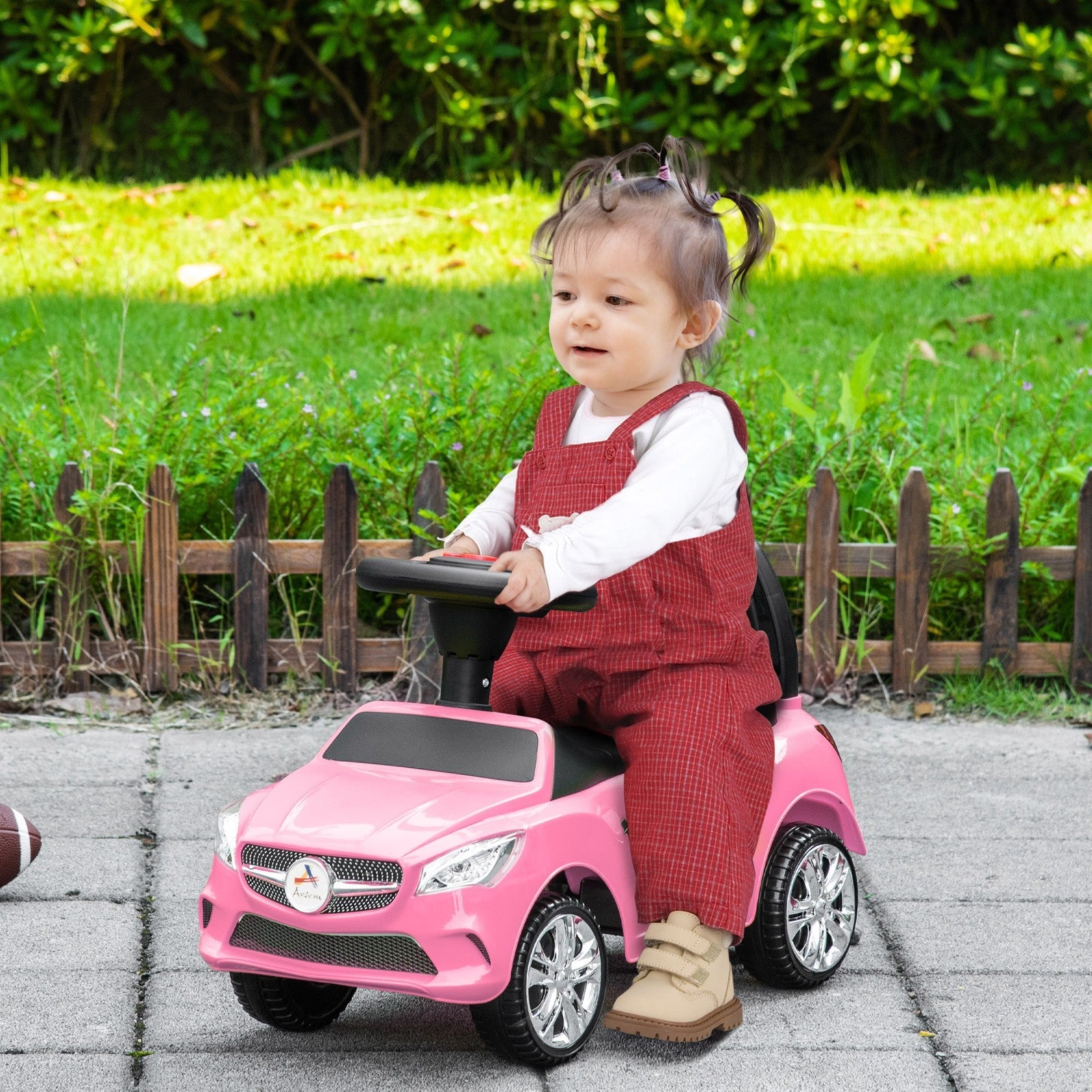 Red Baby Ride-On Sliding Car with Horn, Music, Lights, and Storage – No Power Needed