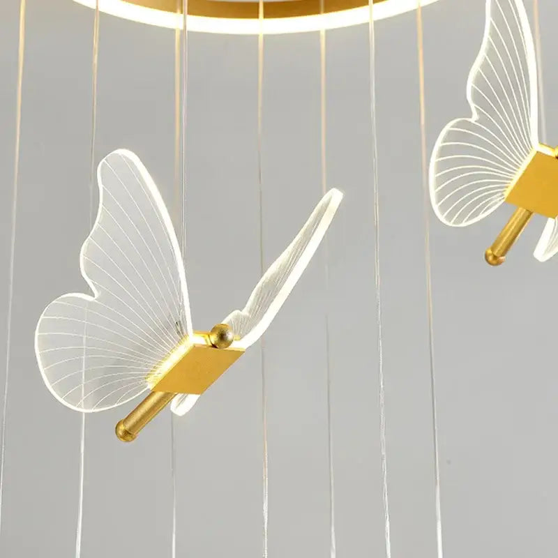 Romantic gold butterfly led chandelier living room pendant light