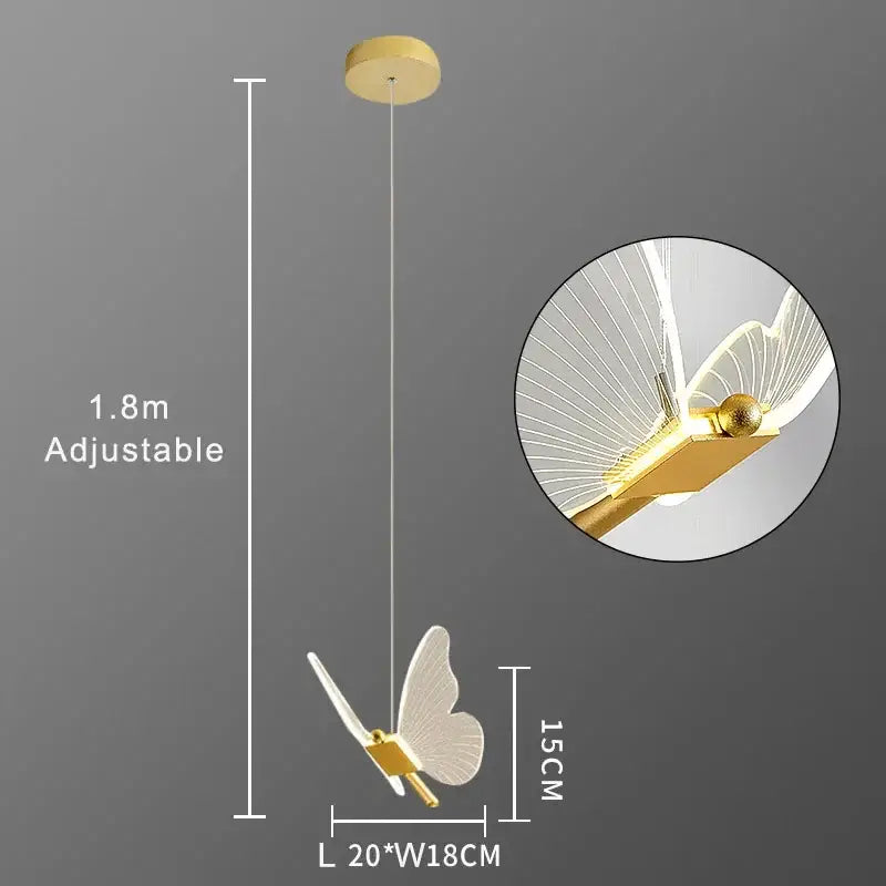 Romantic gold butterfly led chandelier living room pendant light