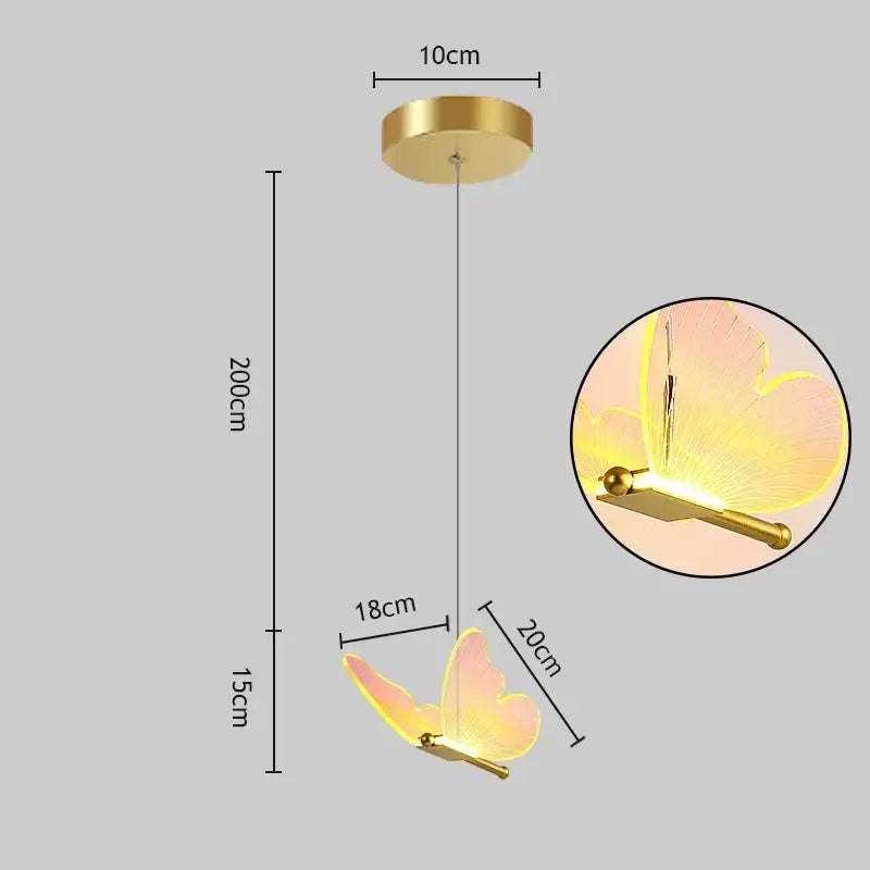 Romantic gold butterfly led chandelier living room pendant light