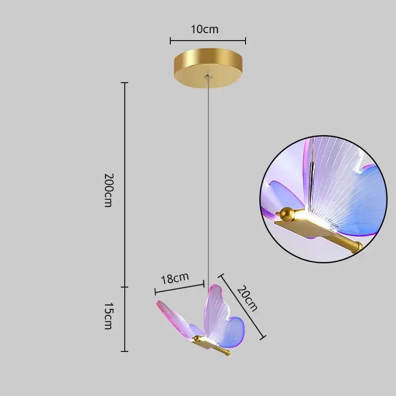 Romantic gold butterfly led chandelier living room pendant light