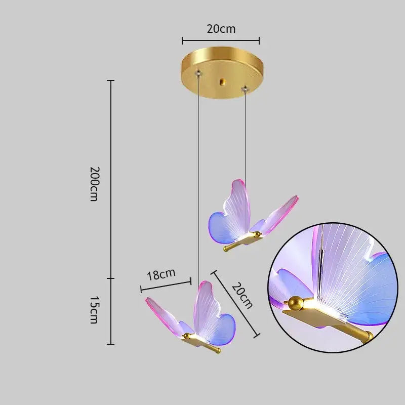 Romantic gold butterfly led chandelier living room pendant light