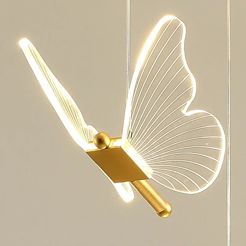 Romantic gold butterfly led chandelier living room pendant light