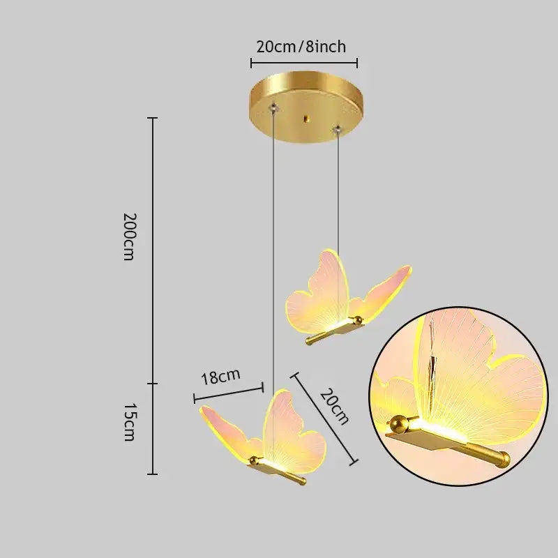 Romantic gold butterfly led chandelier living room pendant light