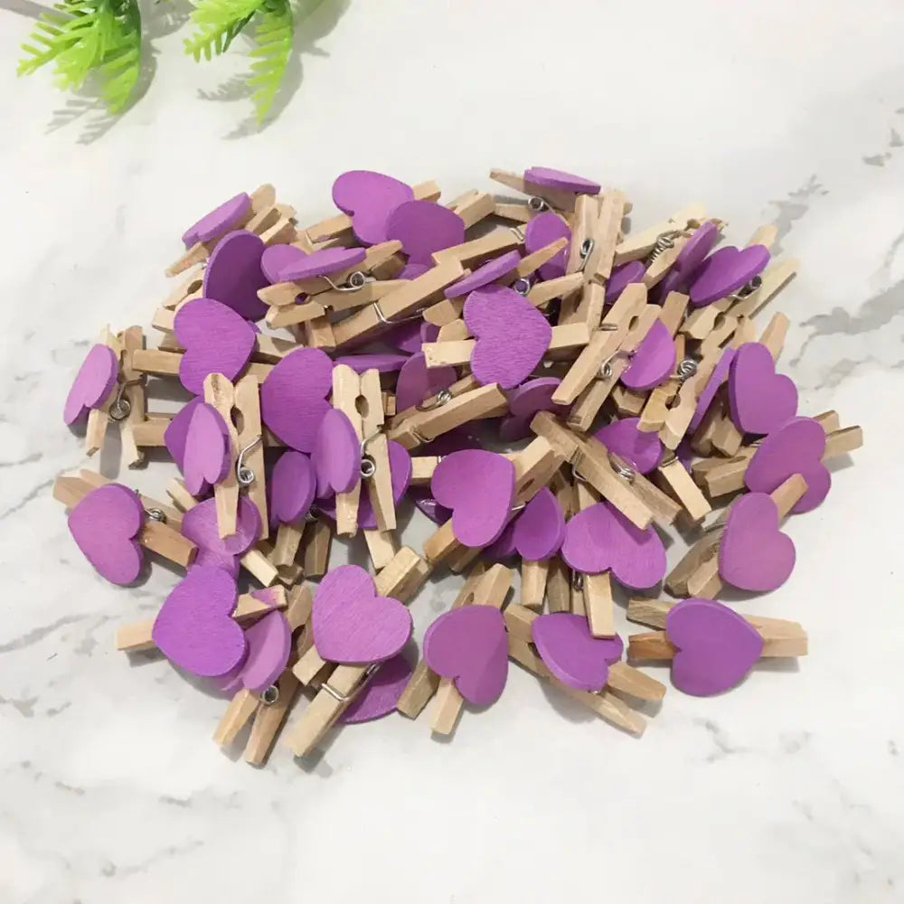 Romantic heart shape wood clips multi color bedroom decor