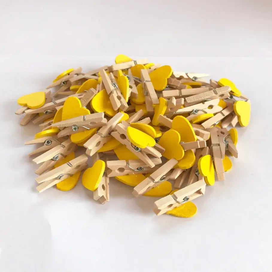 Romantic heart shape wood clips multi color bedroom decor