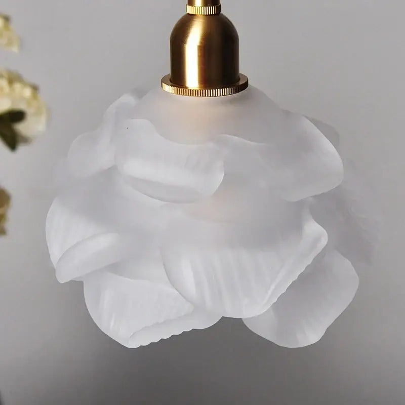 Rose and white glass knob switch pendant light bedroom lamp