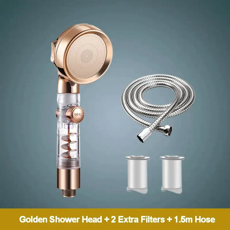 Rose gold high pressure shower head with filter for bathroom