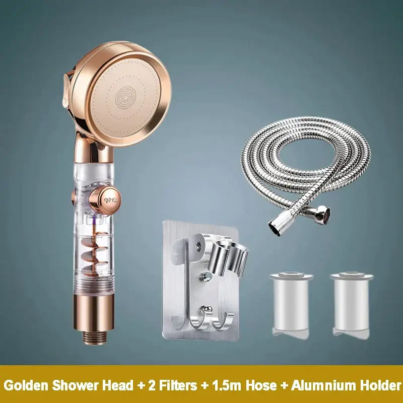Rose gold high pressure shower head with filter for bathroom