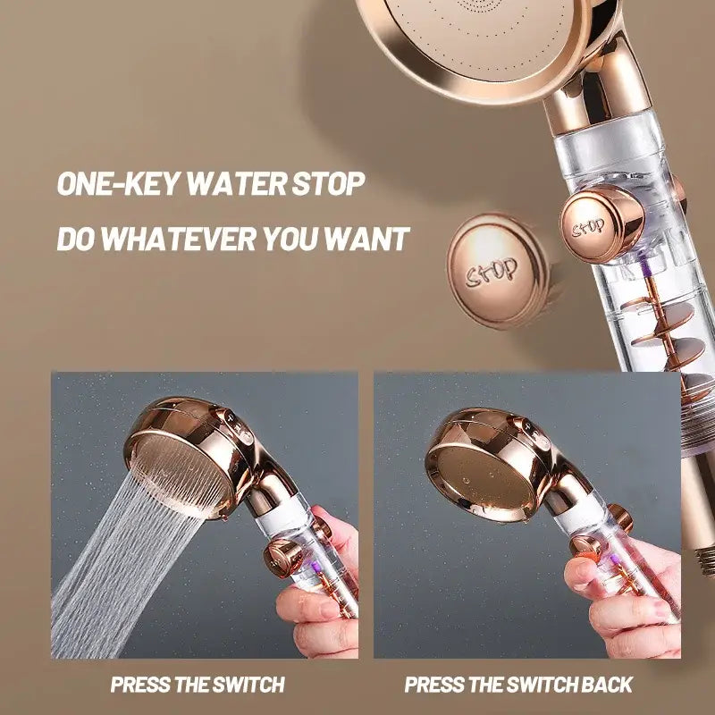 Rose gold high pressure shower head with filter for bathroom