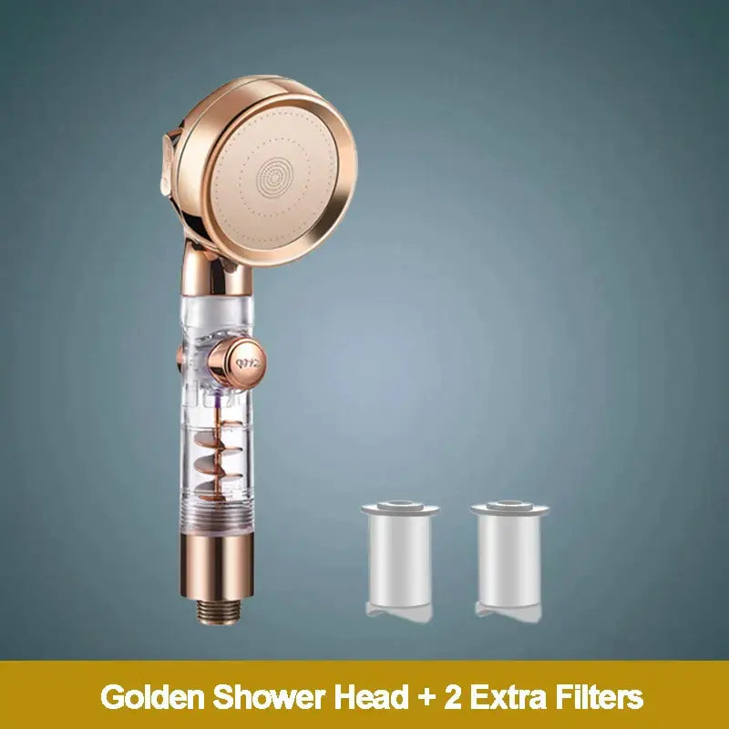 Rose gold high pressure shower head with filter for bathroom