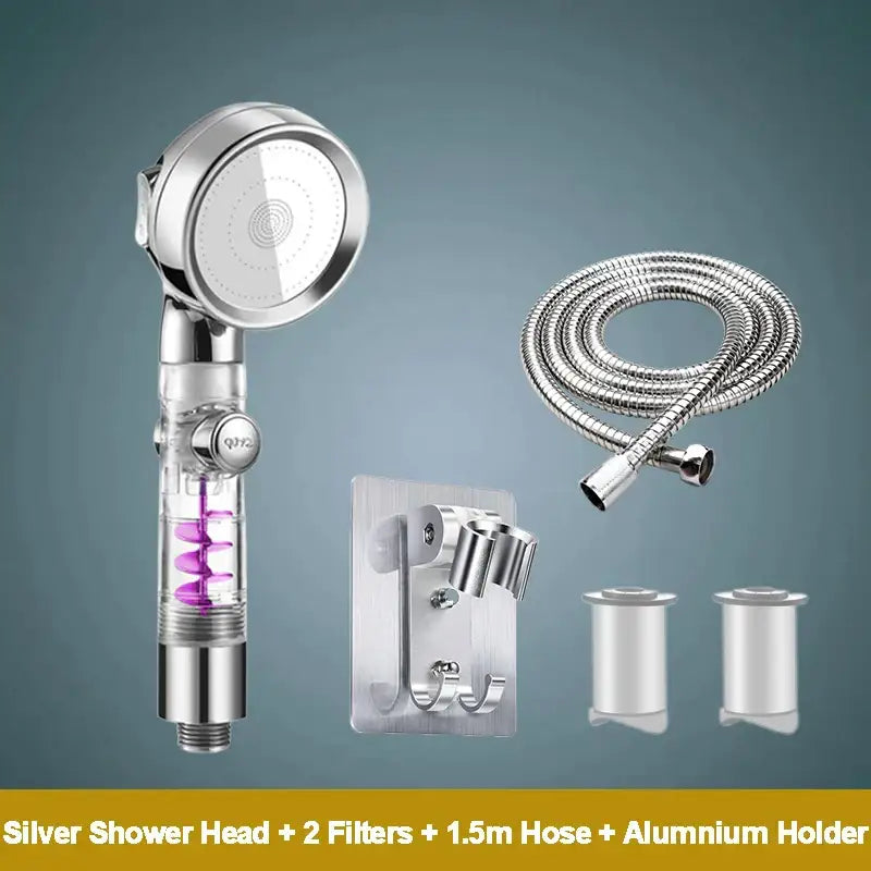Rose gold high pressure shower head with filter for bathroom