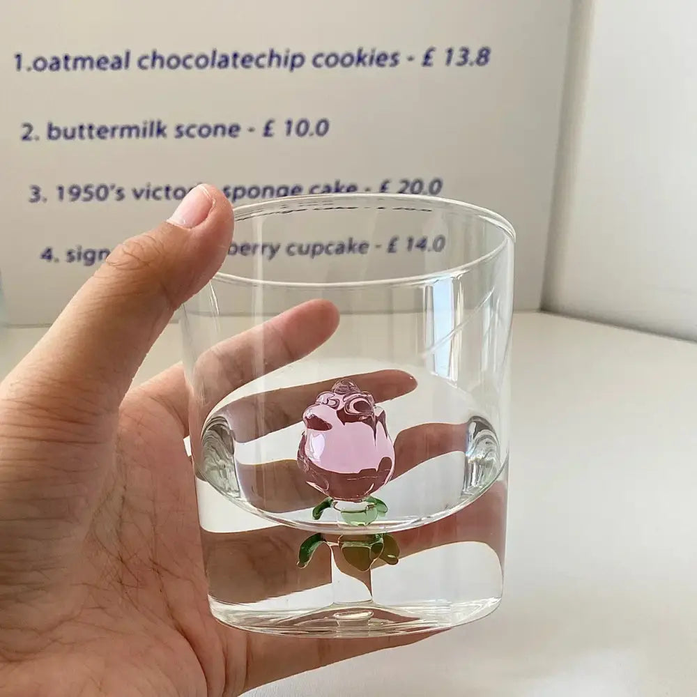 Rose stemware wine glass with pink flowers – dining room decor