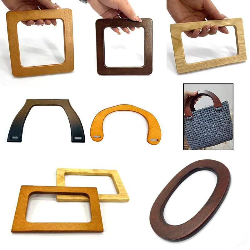Round D-shaped Rectangle Wooden Bag Handles