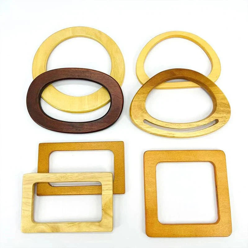 Round D-shaped Rectangle Wooden Bag Handles