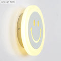 Round led smiley wall sconce warm & white light bedroom decor
