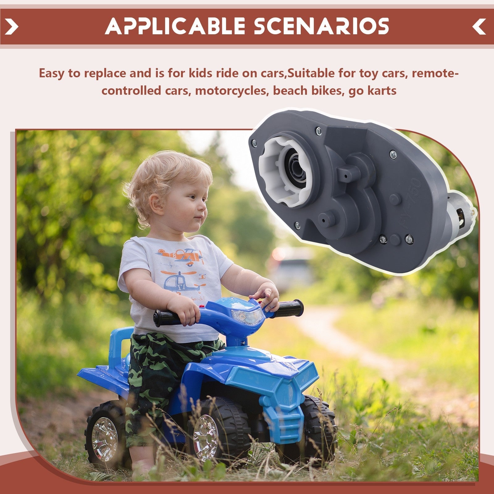 24V 16000RPM RS755 Electric Motor for Children's Electric Cars with Gear Case