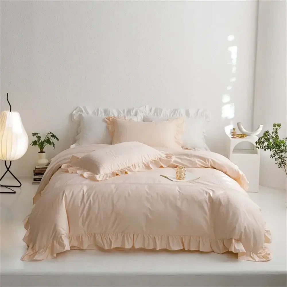 Ruffled light green egyptian cotton bedding set bedroom decorbites