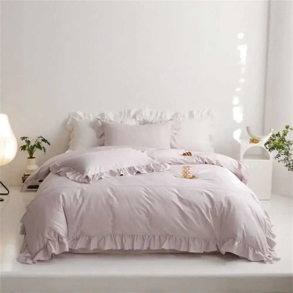 Ruffled light green egyptian cotton bedding set bedroom decorbites