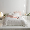 Ruffled light green egyptian cotton bedding set bedroom decorbites