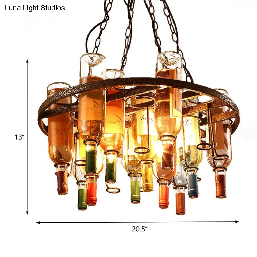 Rustic amber wine bottle chandelier kitchen led pendant light