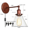 Rustic antique copper clear glass wall sconce bedroom plug in light