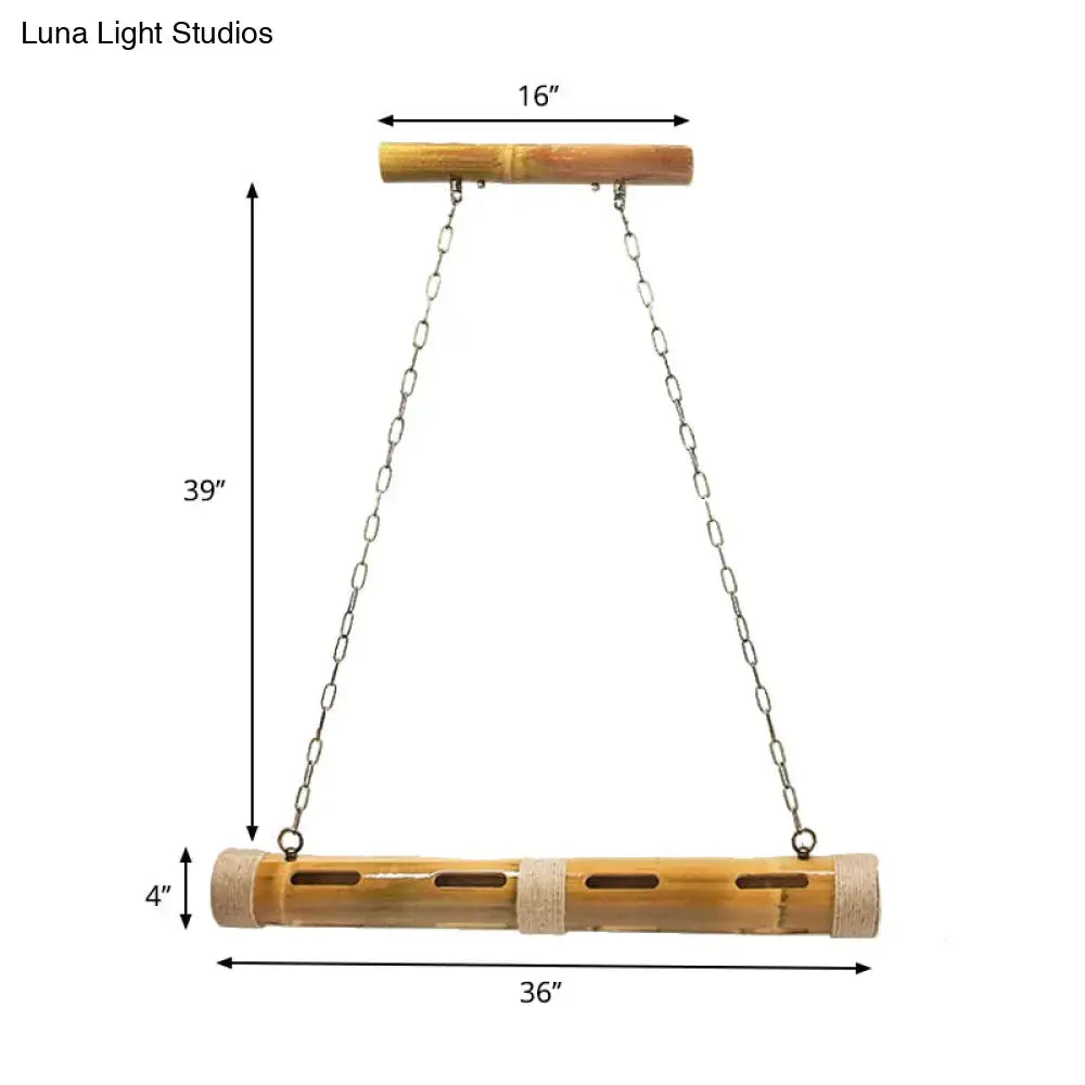 Rustic bamboo bistro island lights – kitchen wood pendant e26 e27