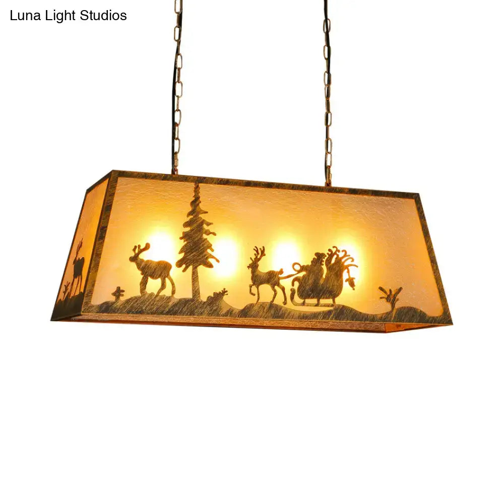 Rustic beige etched linear island lamp dining room reindeer light