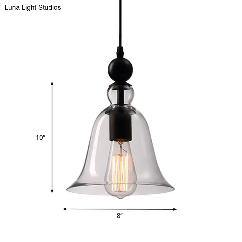 Rustic black bell glass ceiling pendant lamp kitchen lighting