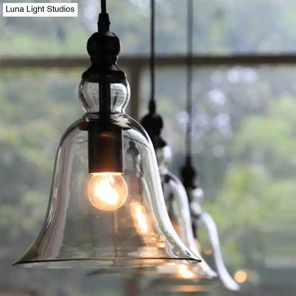 Rustic black bell glass ceiling pendant lamp kitchen lighting