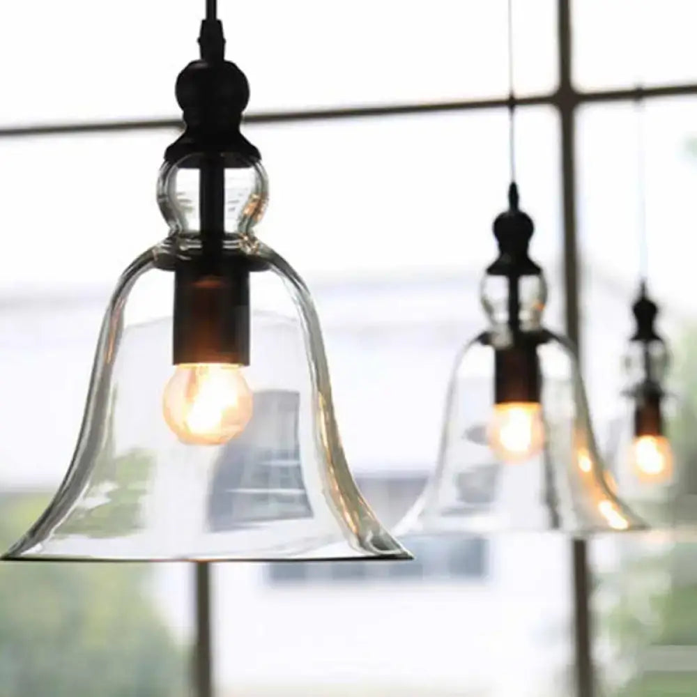 Rustic black bell glass ceiling pendant lamp kitchen lighting