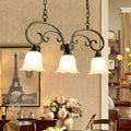 Rustic black floral swirls frosted white island lamp kitchen light