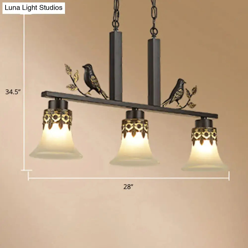 Rustic black & gold bird island light fixture dining room chandelier
