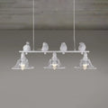 Rustic black & white bird pendant lamp kitchen light clear glass