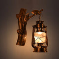 Rustic brass oil lantern wall sconce corridor branch light