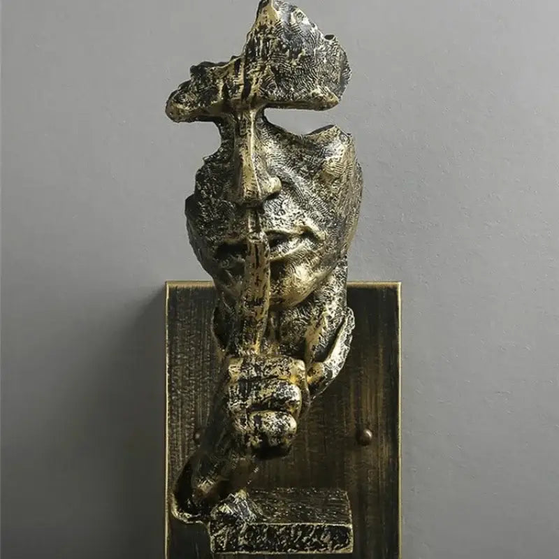 Rustic bronze loft face wall lamp abstract living room sculpture