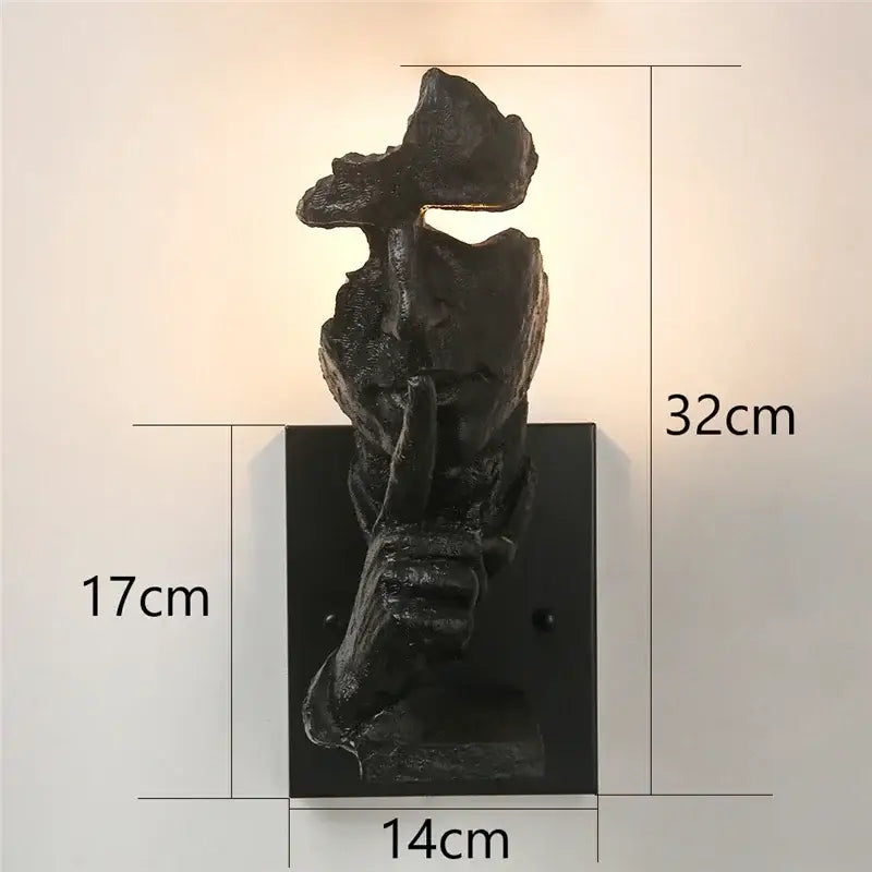 Rustic bronze loft face wall lamp abstract living room sculpture