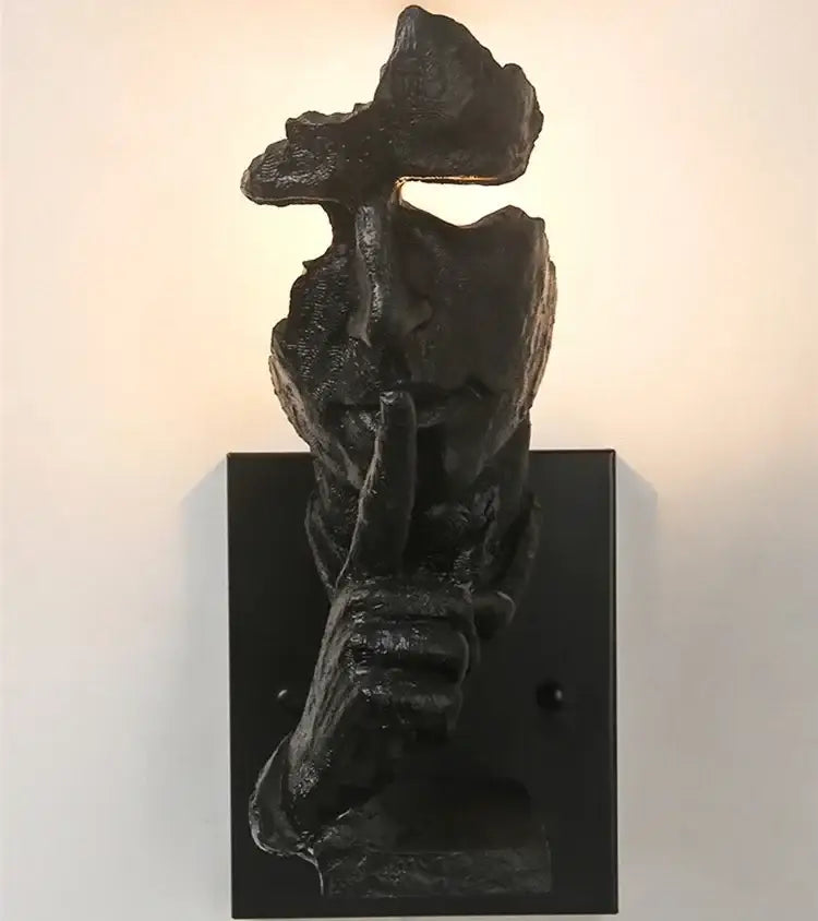Rustic bronze loft face wall lamp abstract living room sculpture
