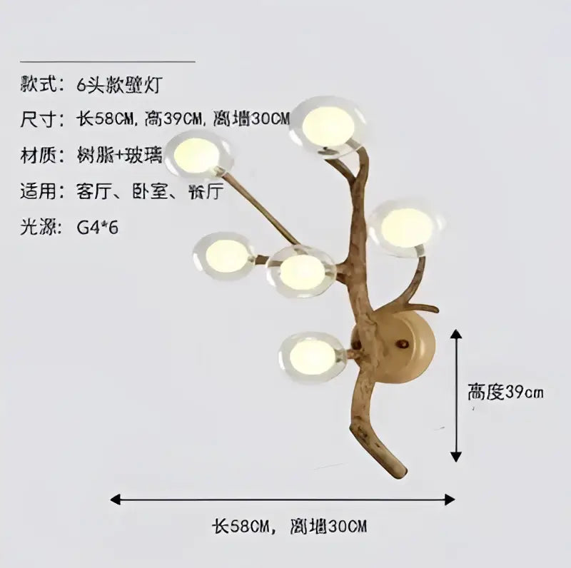 Rustic brown branch glass bubble chandelier dining room light