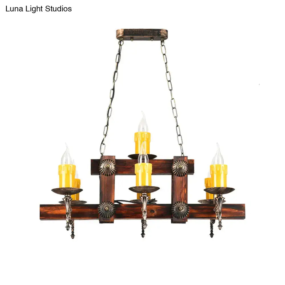 Rustic brown candle island lighting fixture dining room chandelier